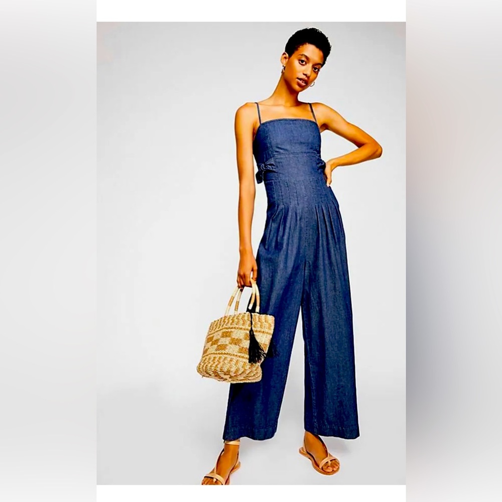 Free People Brittany denim Wide leg jumper